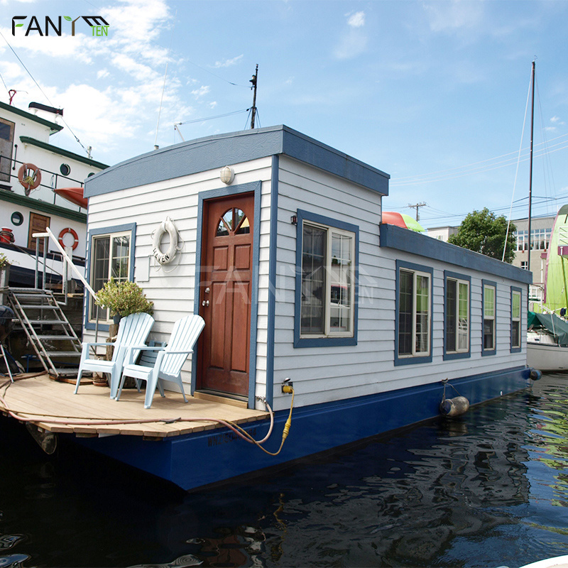 Fanye Small Prefab Ev Easy Float Pontoon  House Boat Luxury Cabin Cantilever Balcony Dongfeng Houseboat