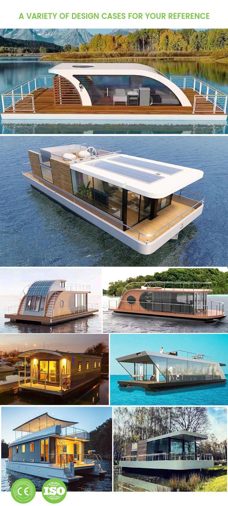 OEM/ODM 11m /36ft Prefab Water Solar House Boat Manufacturers Pontoon Villa Aluminum Luxury Floating Kit For Sale