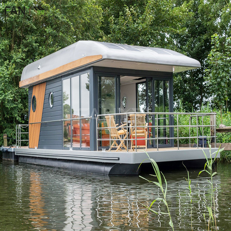 Fanye Small Prefab Ev Easy Float Pontoon  House Boat Luxury Cabin Cantilever Balcony Dongfeng Houseboat