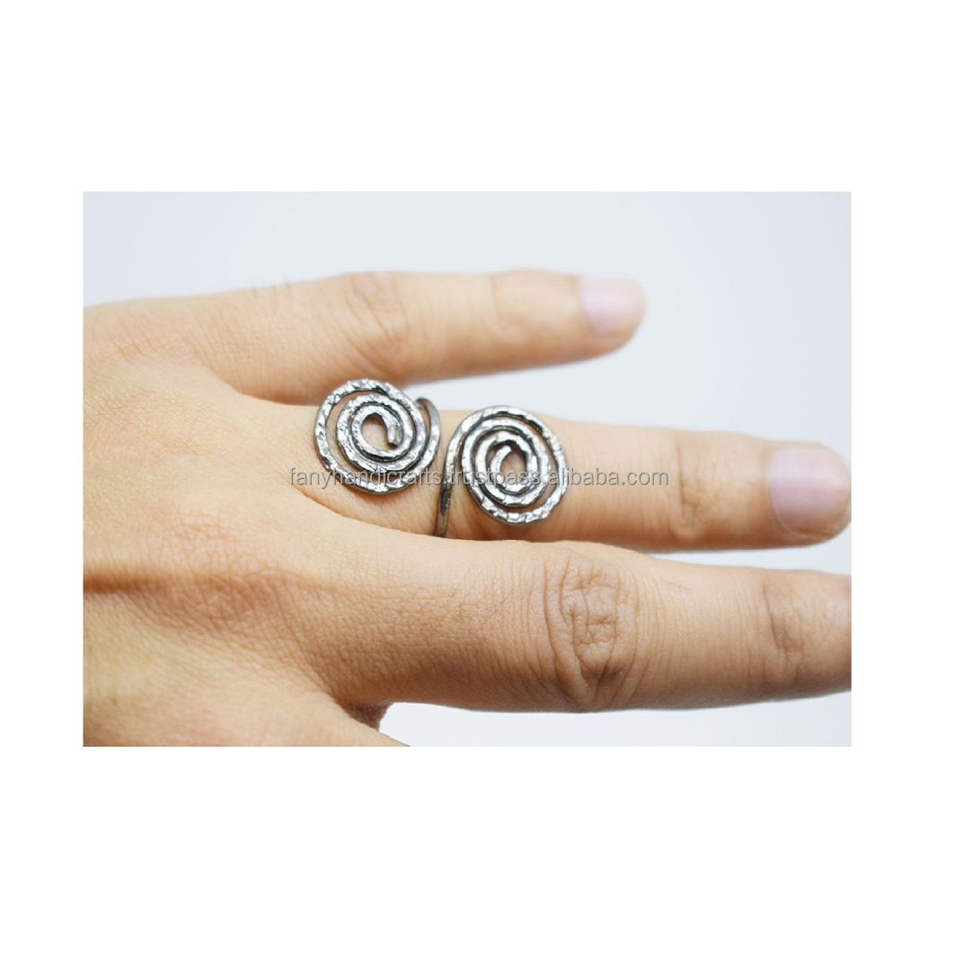 Silver Brass Made Round Shape Ring Attractive Look Silver Plated Ring Women's Wear Trending Ring