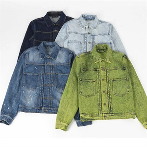 Wholesale OEM Denim Cotton Fabric Jackets Manufacturer Pigment Washing Custom Mens yellow Jean Denim Jacket with embroidery