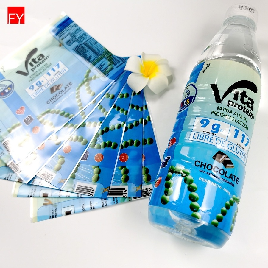 Customized PET/PVC plastic shrink wrap bottle labels/ shrinkable sleeve for glass bottle