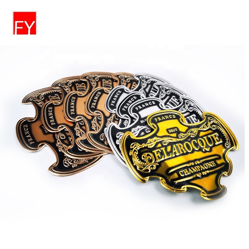 Sticker Bottle Gold Aluminum Vinyl Paper Luxury Stamp 3D Labels Foil Embossed   Metallic Stickers Metal Wine Label