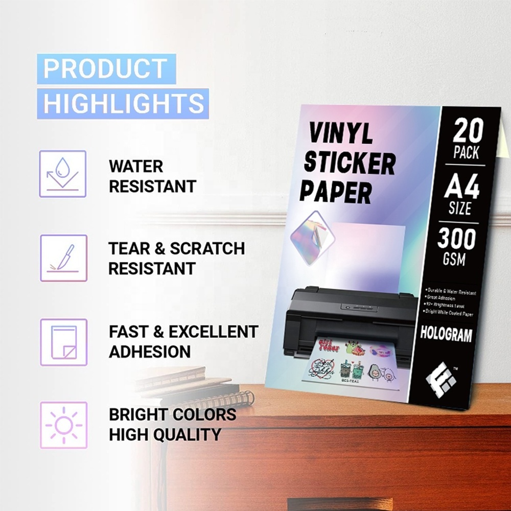 Printable clear self adhesive a4 waterproof label inkjet stickers paper full sheet transparent vinyl sticker printer paper