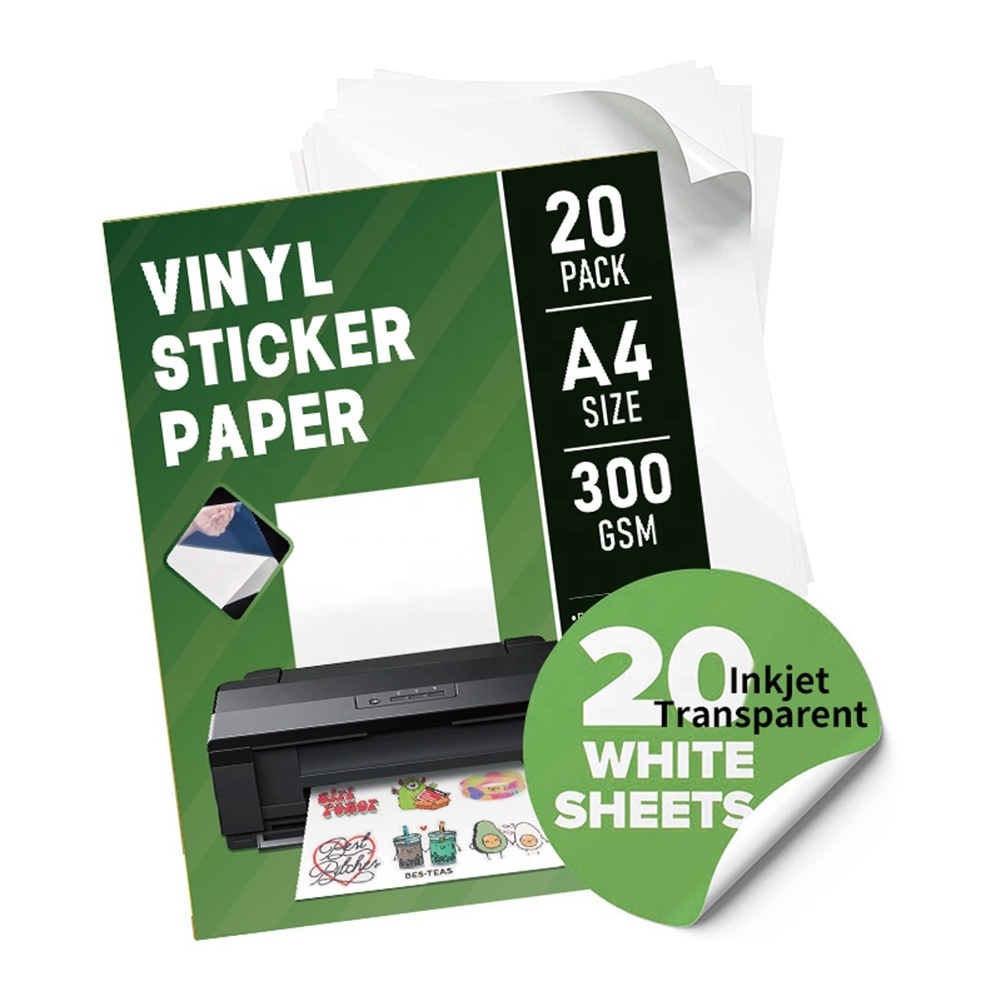 Hot Selling Thick Printable Waterproof Inkjet A3 Transfer Film A4 Water Proof White Matte Vinyl Sticker Paper For In