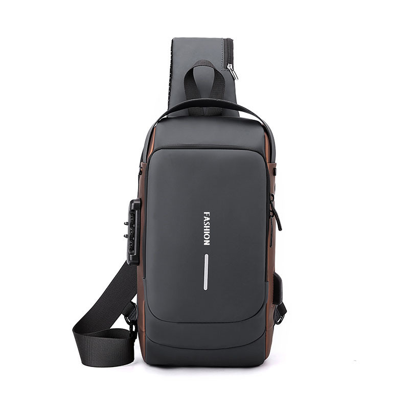 2022 New Fashion Custom Anti-Theft lock Nylon Men's Chest Bags with USB Crossbody Sling Chest Bag For Men