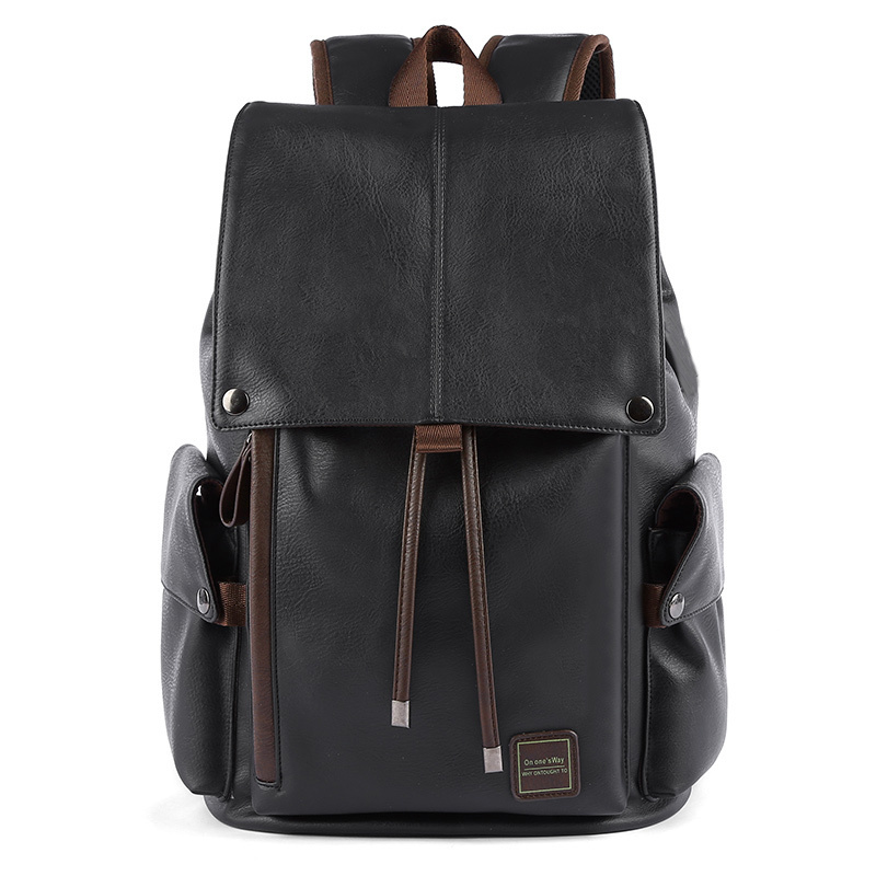 Men PU Leather Backpack for Laptop Male Business Mochilas Couro Masculina Motorcycle Back Pack Travel Rucksack School Book Bag