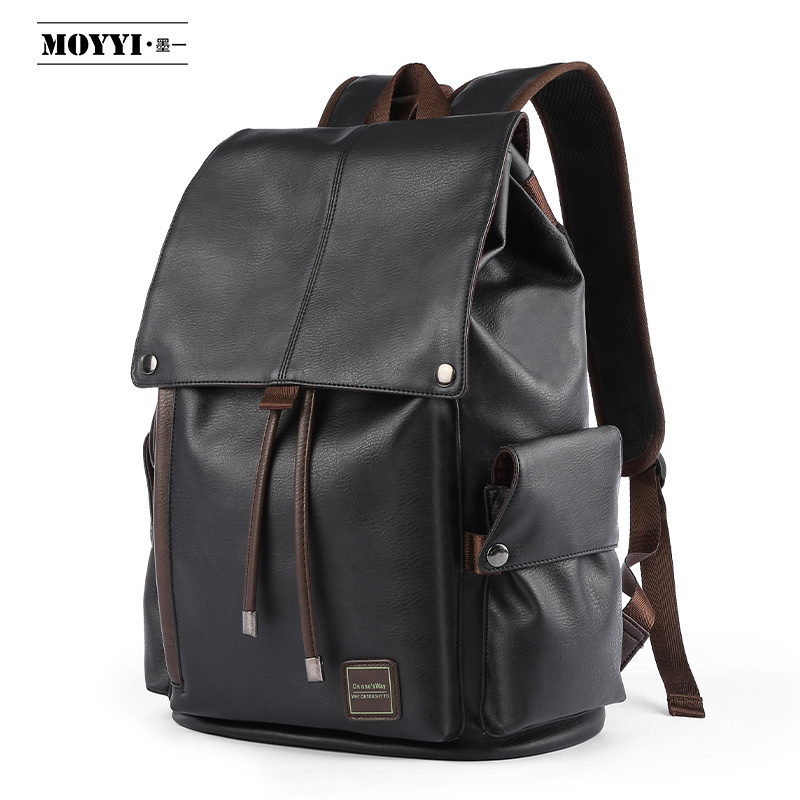 Men PU Leather Backpack for Laptop Male Business Mochilas Couro Masculina Motorcycle Back Pack Travel Rucksack School Book Bag