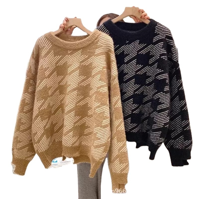 Winter Solid Color Turtleneck Casual Knit Long Sleeve Solid Color Pullover Women's Knit Standard Crocheted Cardigans O-neck