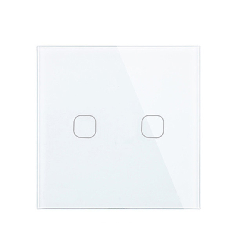 EU/UK 2 Gang 1 Way Waterproof Tempered Glass Plate Touch Switch Wall Switch Light Electronic Switch