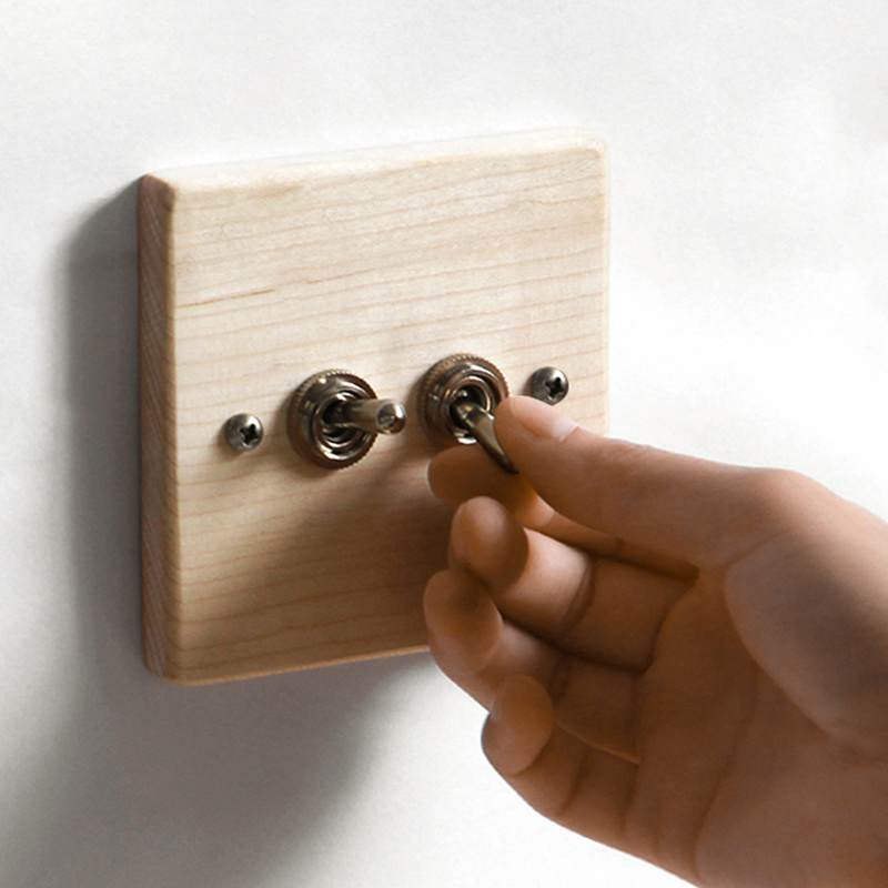 Maple/Walnut Luxury Wall Light Switch Panel Hand Made Retro Switch 10A 110V-250V Wood Panel Brass Lever 1 GANG/ 2 GANG