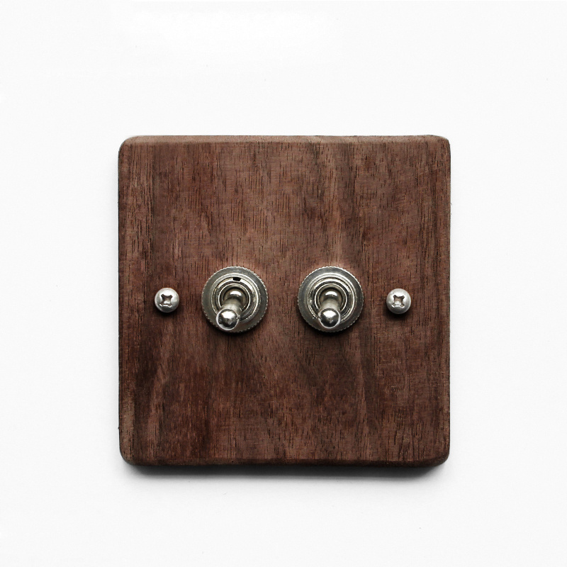 Maple/Walnut Luxury Wall Light Switch Panel Hand Made Retro Switch 10A 110V-250V Wood Panel Brass Lever 1 GANG/ 2 GANG