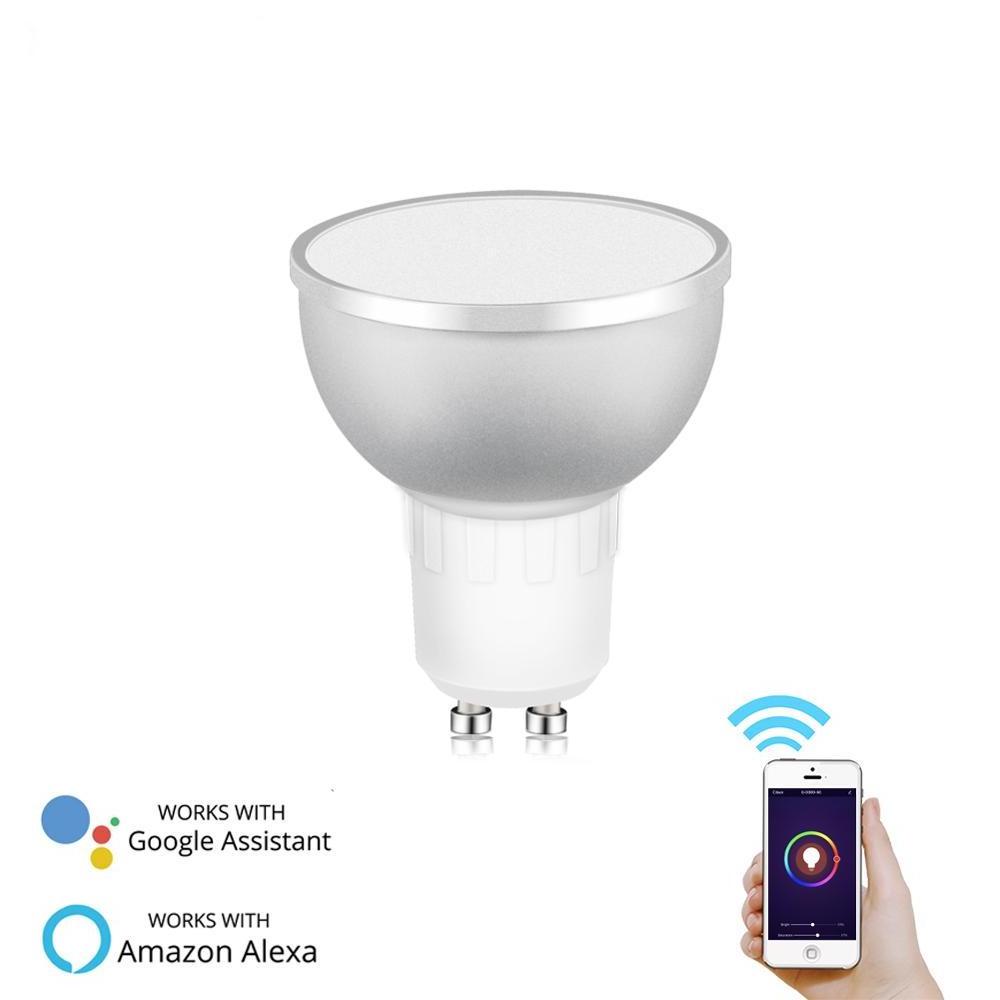 GU10 WiFi Smart LED Light Bulb 2700-6500k RGB CW Warm White Daylight Multicolor 5W Work with Alexa Google Home