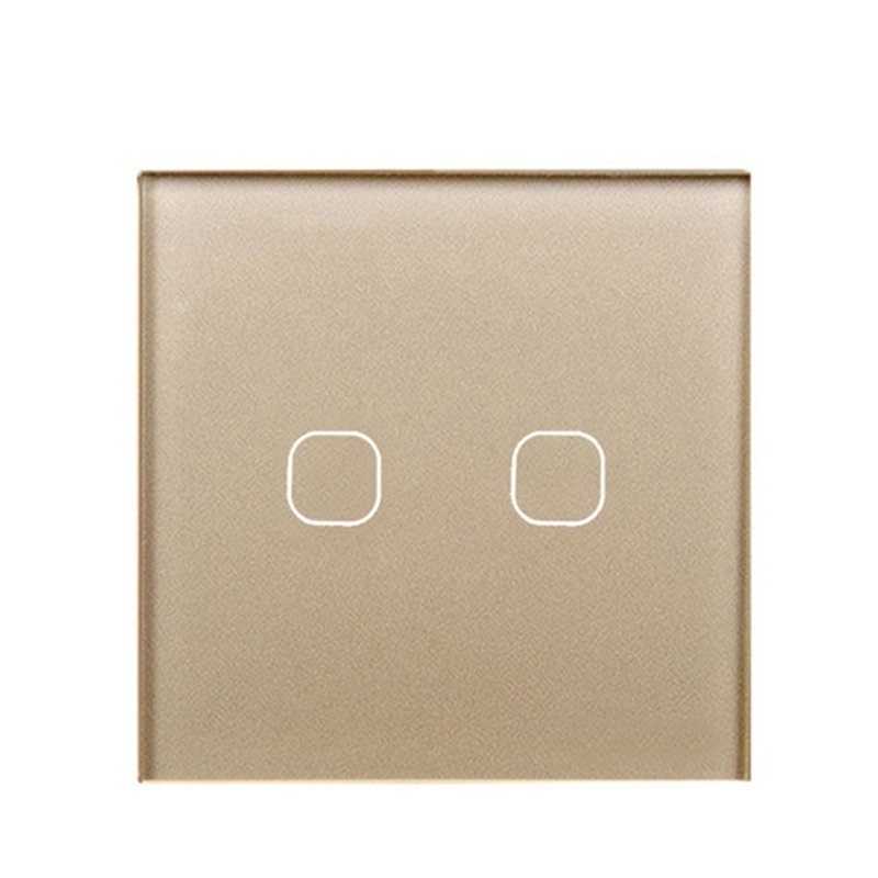 EU/UK 2 Gang 1 Way Waterproof Tempered Glass Plate Touch Switch Wall Switch Light Electronic Switch