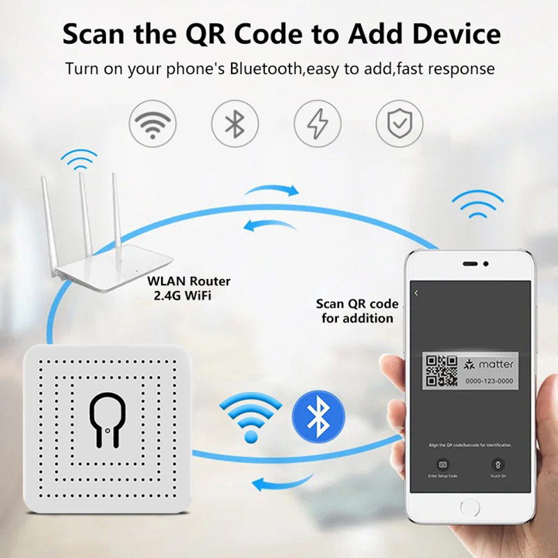 Matter WiFi 16A Mini Relay Module Smart Switch Compatible with eWeLink Homekit Smartthings Voice Control Works with Alexa