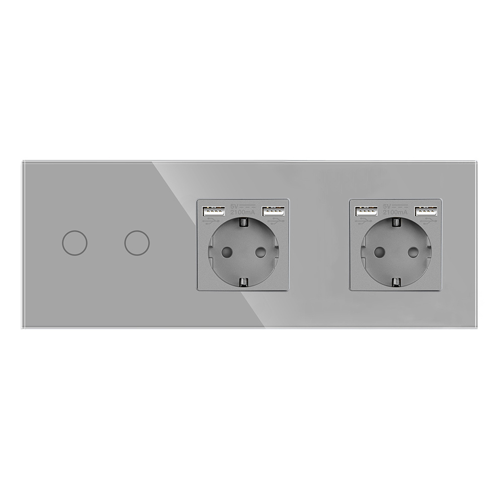 Smart Life Switch Double Frame 4 Gang 1 Way WIFI Switch EU/UK Size 2 Gang + 2 Gang Aluminum Panel WIFI Smart Switch