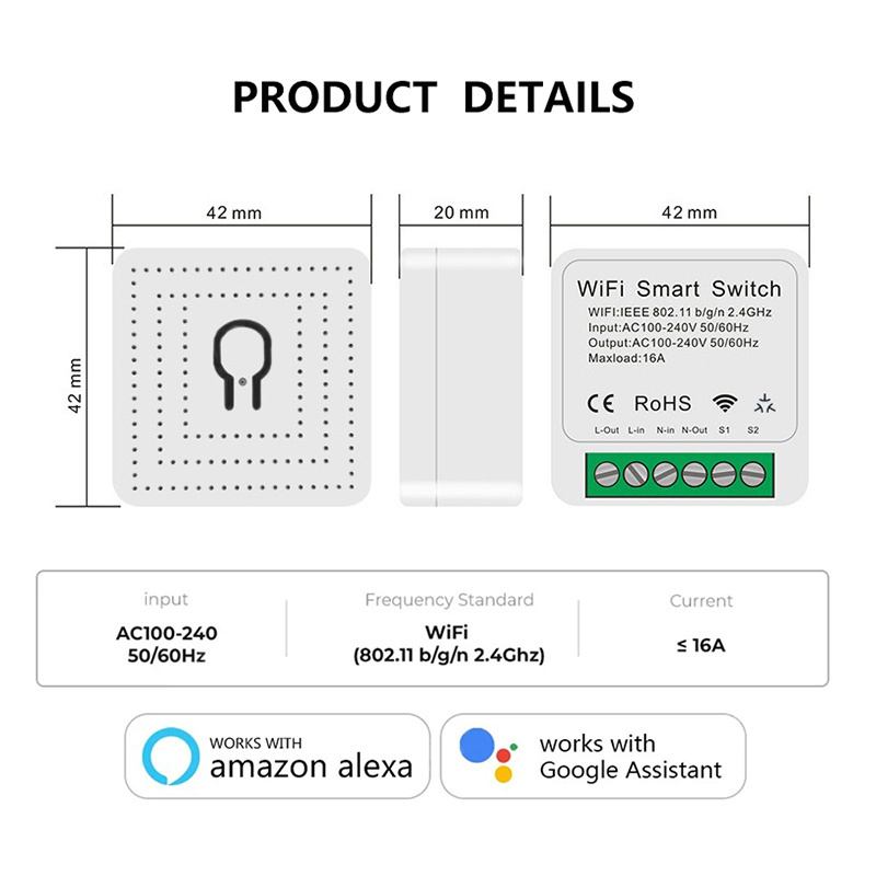 Matter Smart Home Apple Homekit Alexa Google Smartthings supported 16A 2 Way DIY Timer WiFi Breaker Matter Smart Switch On Off