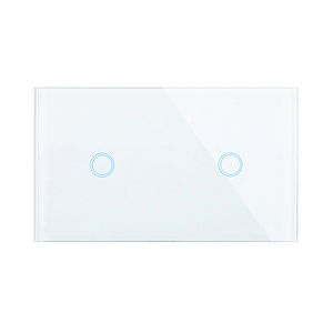 EU Double Panel 1 Gang 1 Way RF Smart Light Switch with Glass Panel Modular Touch Switch Interruptor Touch Switch