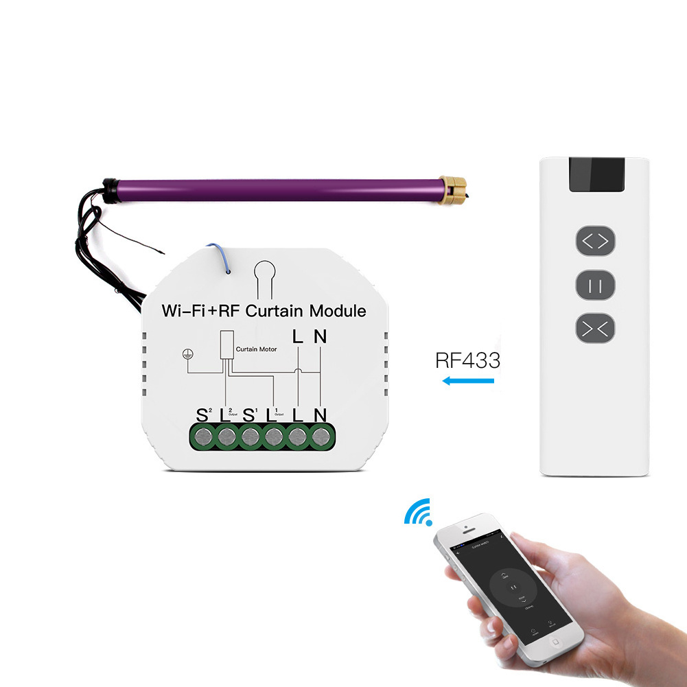 WiFi RF Smart Curtain Module Switch for Electric Roller Shutter Motor Tuya Wireless Remote Control Work with Alexa Google Home