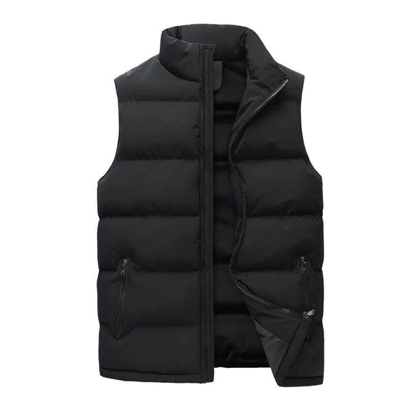 Wholesale OEM/ODM Lightweight Casual Duck Down Vest Jacket Winter Warm polyester Vest black sleeveless jacket man without hood