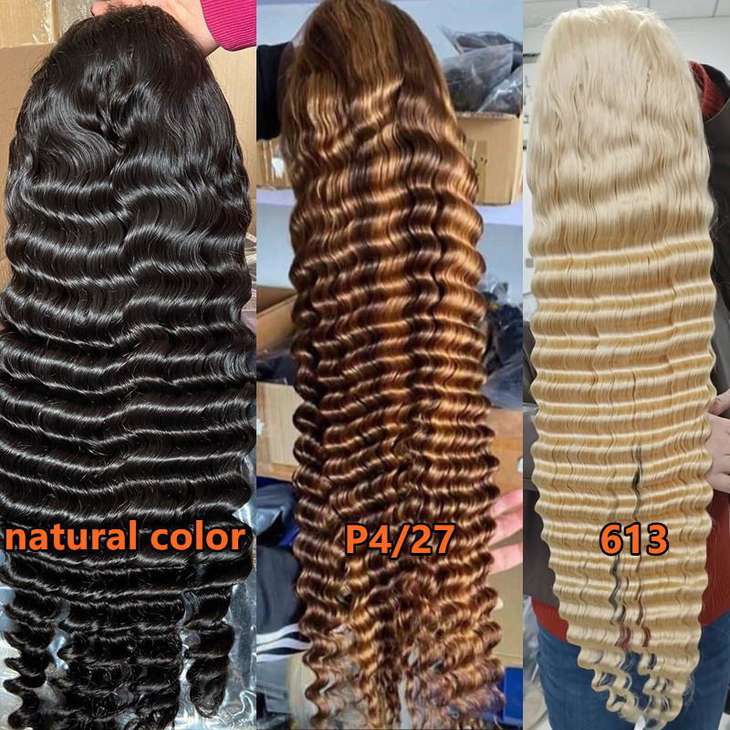 30 32 34 36 38 40 inch Deep Wave Transparent Hd 4x4 13x4 13x6 Lace Front Wigs Virgin Brazilian Pre Pluck Lace Human Hair Wigs