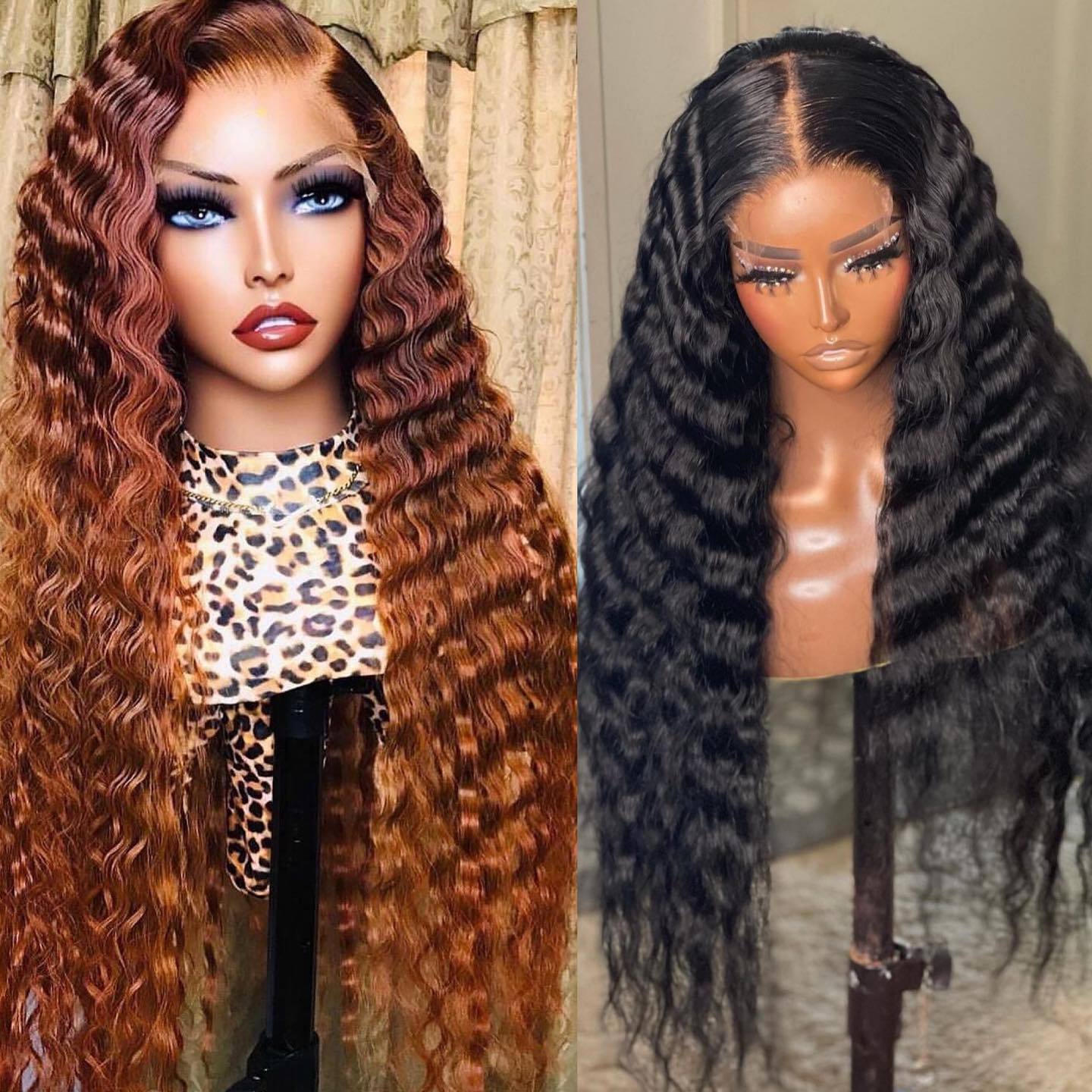 30 32 34 36 38 40 inch Deep Wave Transparent Hd 4x4 13x4 13x6 Lace Front Wigs Virgin Brazilian Pre Pluck Lace Human Hair Wigs