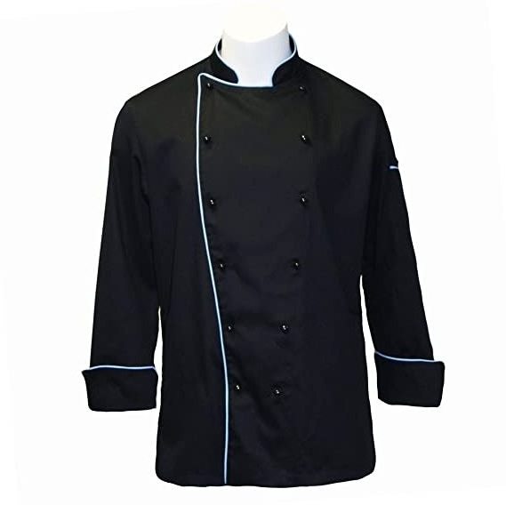 White Polyester Cotton Double Breasted French Italian Sushi Japanese Chef Uniform Black Pants Custom Coat