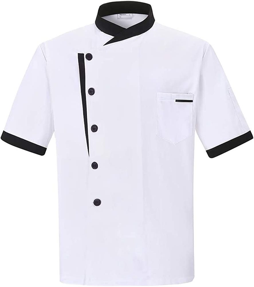 White Polyester Cotton Double Breasted French Italian Sushi Japanese Chef Uniform Black Pants Custom Coat