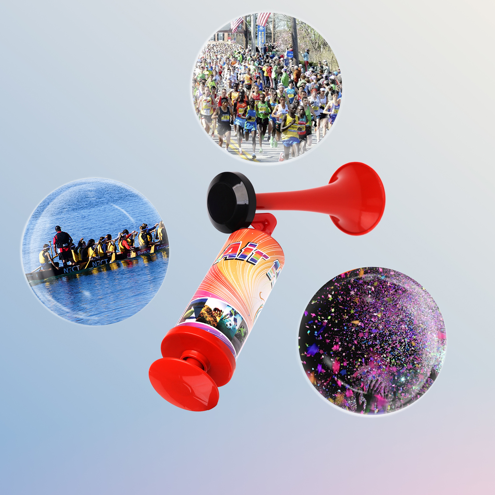 Boating Air Horn, Loud Noise Maker for Camp Safety Boat Sports Events Football Game Party Cheering, Handheld Pump Air Horn Loud