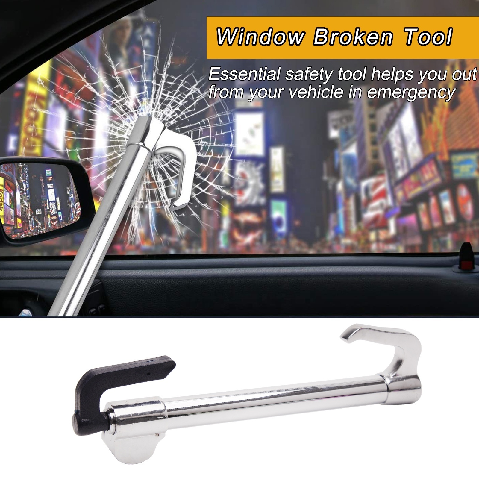 C- Brake Pedal to Steering Wheel Lock, Anti-Theft Retractable Double Hook Car Clutch Pedal Lock with 3 Keys