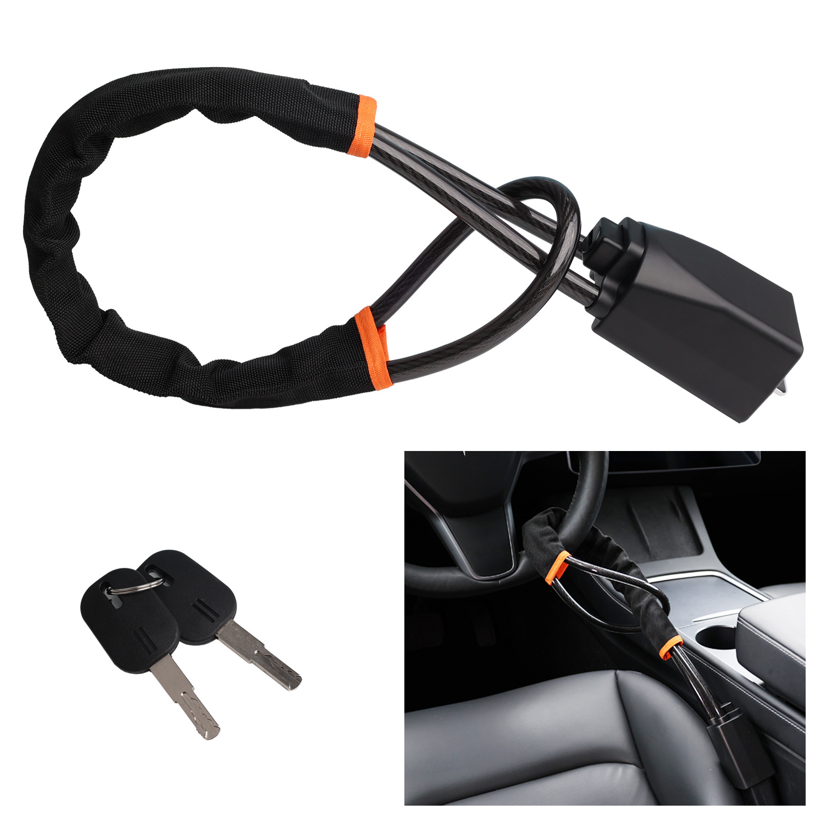 Steering Wheel Lock Car Seat Belt Lock Car Anti Theft Device Anti Theft Strips Security Anti-Theft Car Lock Fit Most Vehicles