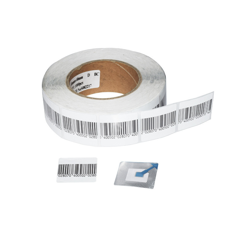 30*40 mm EAS RF Soft Label 8.2 mhz Clothing Security Anti-theft Soft Tag with Dummy Barcode