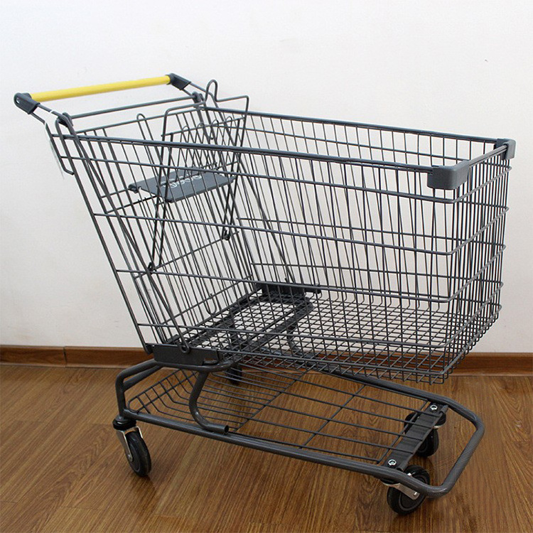 China Wholesale High Quality USA Household Grocery Carts Supermarket Metal Shopping Trolley with Plastic Seat