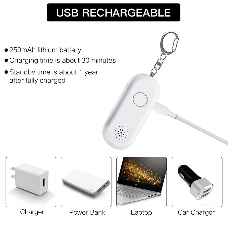 Portable 130db Panic Keychain Personal Alarm Device Wholesale Protection Self Defense Weapons for Women with Flashlight