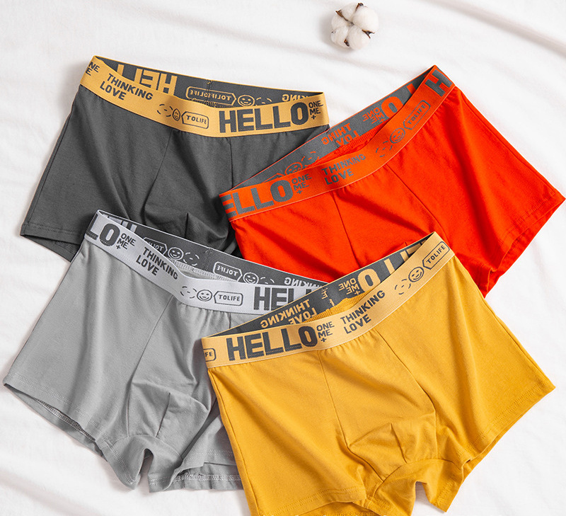 Men's underwear with graphene bottom crotch for comfort and breathability personalized trend solid color flat angle pants