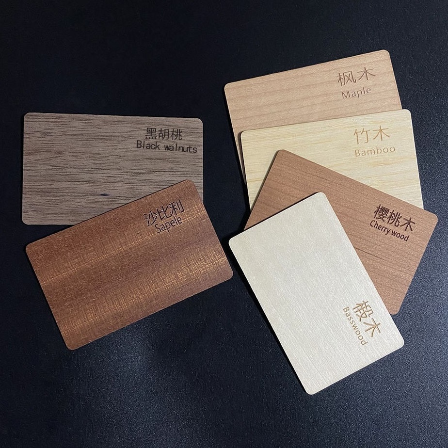 custom LOGO laser programmable CR80 N213/215/216 bamboo smart chip VIP key card RFID nfc wooden card