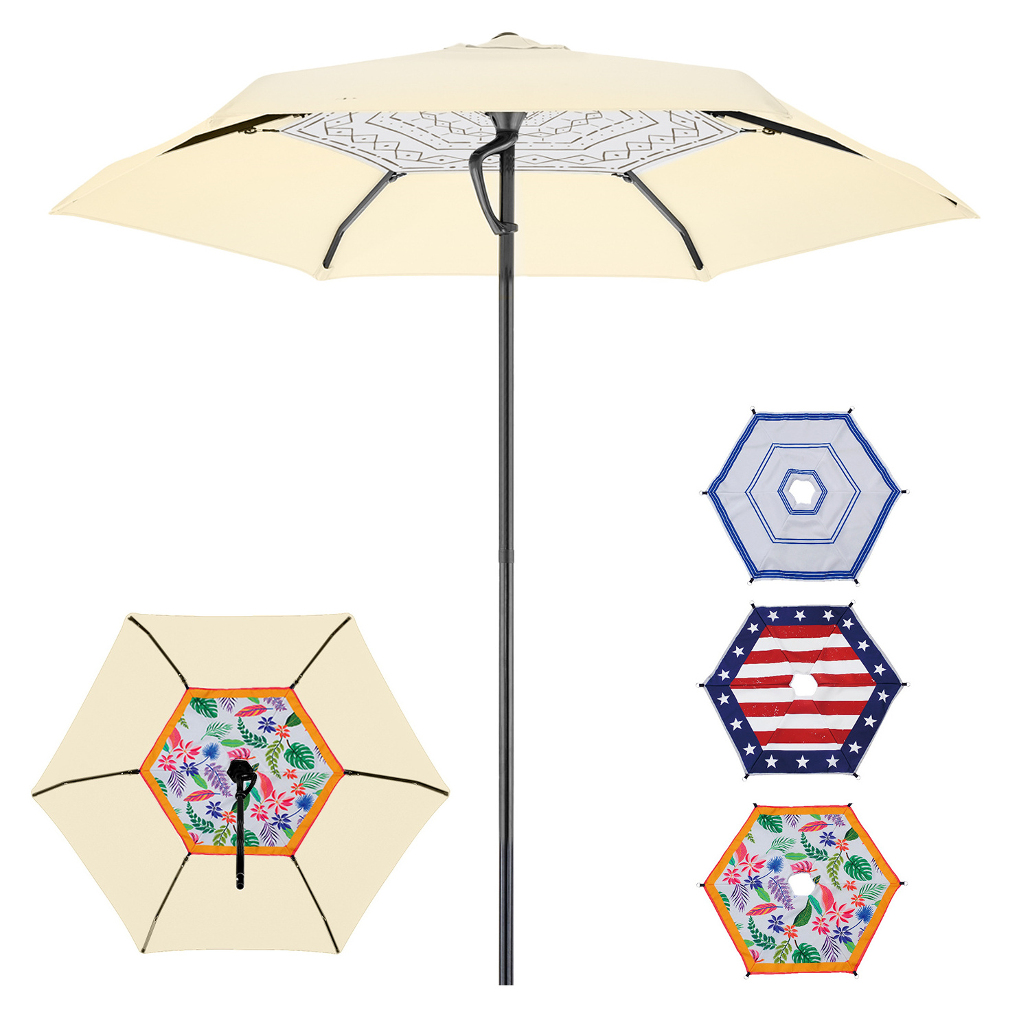 Outdoor Parasol With Customized decoration inner layer Garden Umbrella UV Protection Waterproof Patio Umbrella Parasol