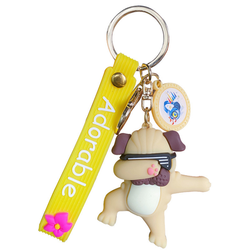 Funny Dancing Dog Keychain Cute Covering Eyes Dance Dog Keyring Backpack Pendant Car Key Chains Gifts