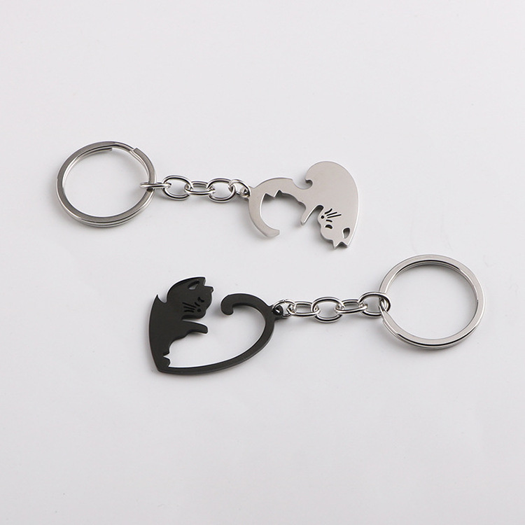 New Design Heart-shaped Couple Keychain Couples Key Chain Ring Metal Pendant Bag Ornament Lover Key Chain