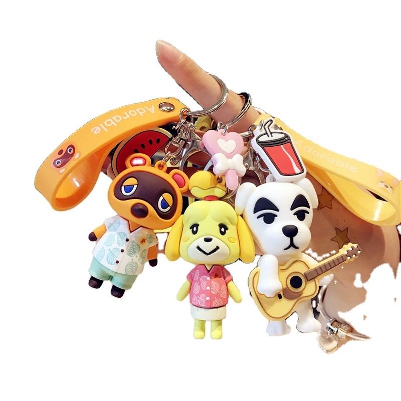 Animal Crossing Son Doll Car Keychains Men Women Lovers Key Chain Pendant Small Cute Key Ring Accessories Fashion Game