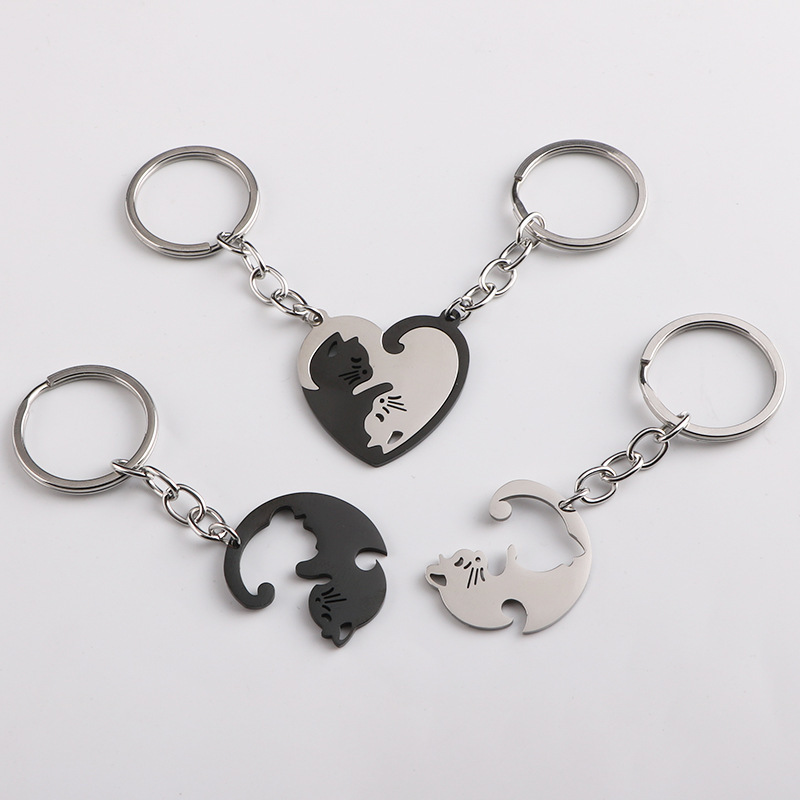 New Design Heart-shaped Couple Keychain Couples Key Chain Ring Metal Pendant Bag Ornament Lover Key Chain