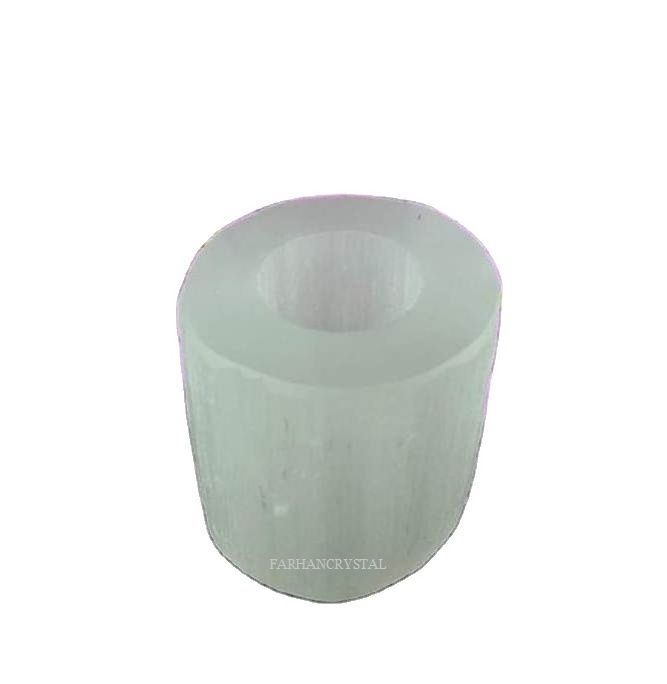 SELENITE CANDLE ROUND  HOLDER |  SELENITE  CANDLE HOLDER TEA-LIGHT CANDLE HOLDER BUY FROM FARHAN CRYSTAL