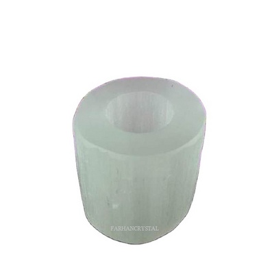 SELENITE CANDLE ROUND  HOLDER |  SELENITE  CANDLE HOLDER TEA-LIGHT CANDLE HOLDER BUY FROM FARHAN CRYSTAL