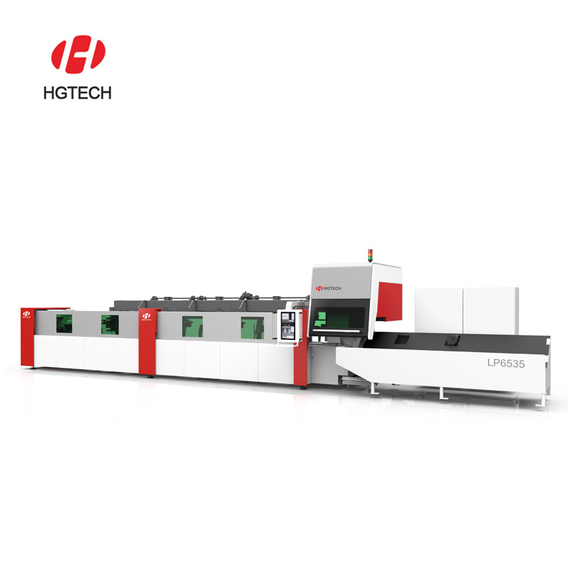 HGTECH 1000W 2KW 3KW 6KW Metal Round Square Tube And Metal Sheet CNC Fiber Laser Cutting Machine Price