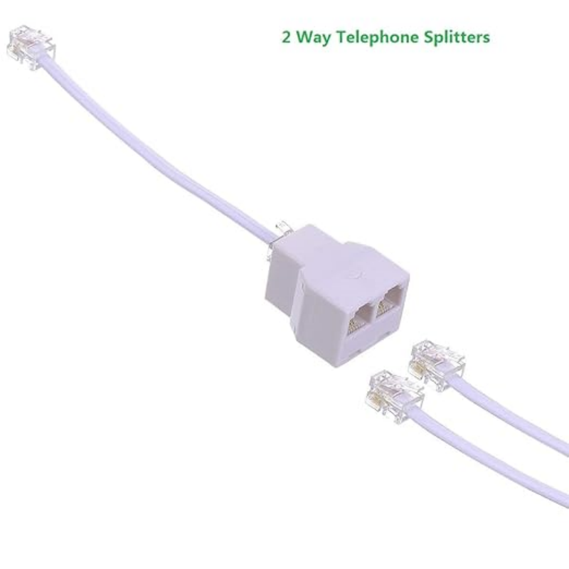 Durable Telephone Splitter RJ11 6P4C 1 Male to 2 Females RJ11 Connector Box for Landline Telephone