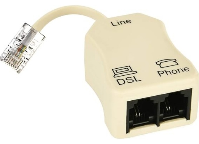 Telephone Line Splitter RJ11 ADSL Splitter 6P2C Male to 2 Females Phone Line Coupler