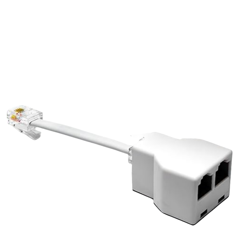 Durable Telephone Splitter RJ11 6P4C 1 Male to 2 Females RJ11 Connector Box for Landline Telephone