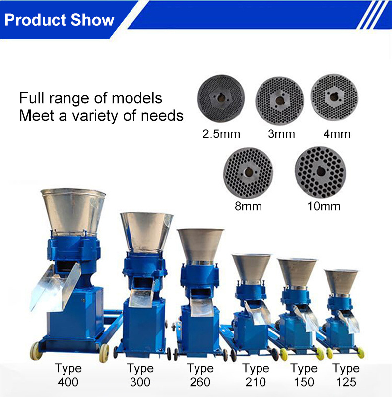 Model125/150 Supplier Sale Cheap Price Birds Grass Chaff Straw Hay Processing Fertilizer Animal Food Making Feed Pellet Machine