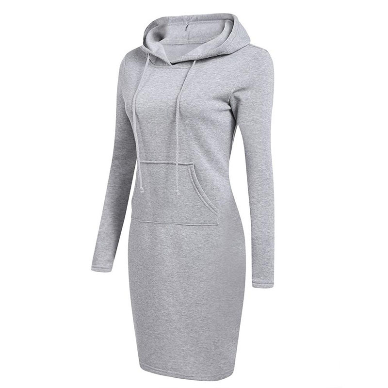 Wholesale Custom Logo Long Hoodie Dress For Women Fashion Cotton Fleece Pullover Hoodie For Women Suit