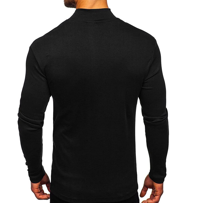 Factory Wholesale Custom slim fit half turtleneck t shirt long sleeve pullover undershirt cotton high neck t shirt for men